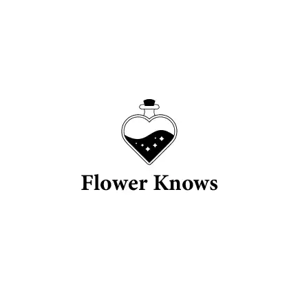 flower knows black and white bottle logo