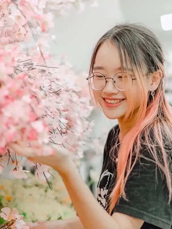 pink flower photoshoot